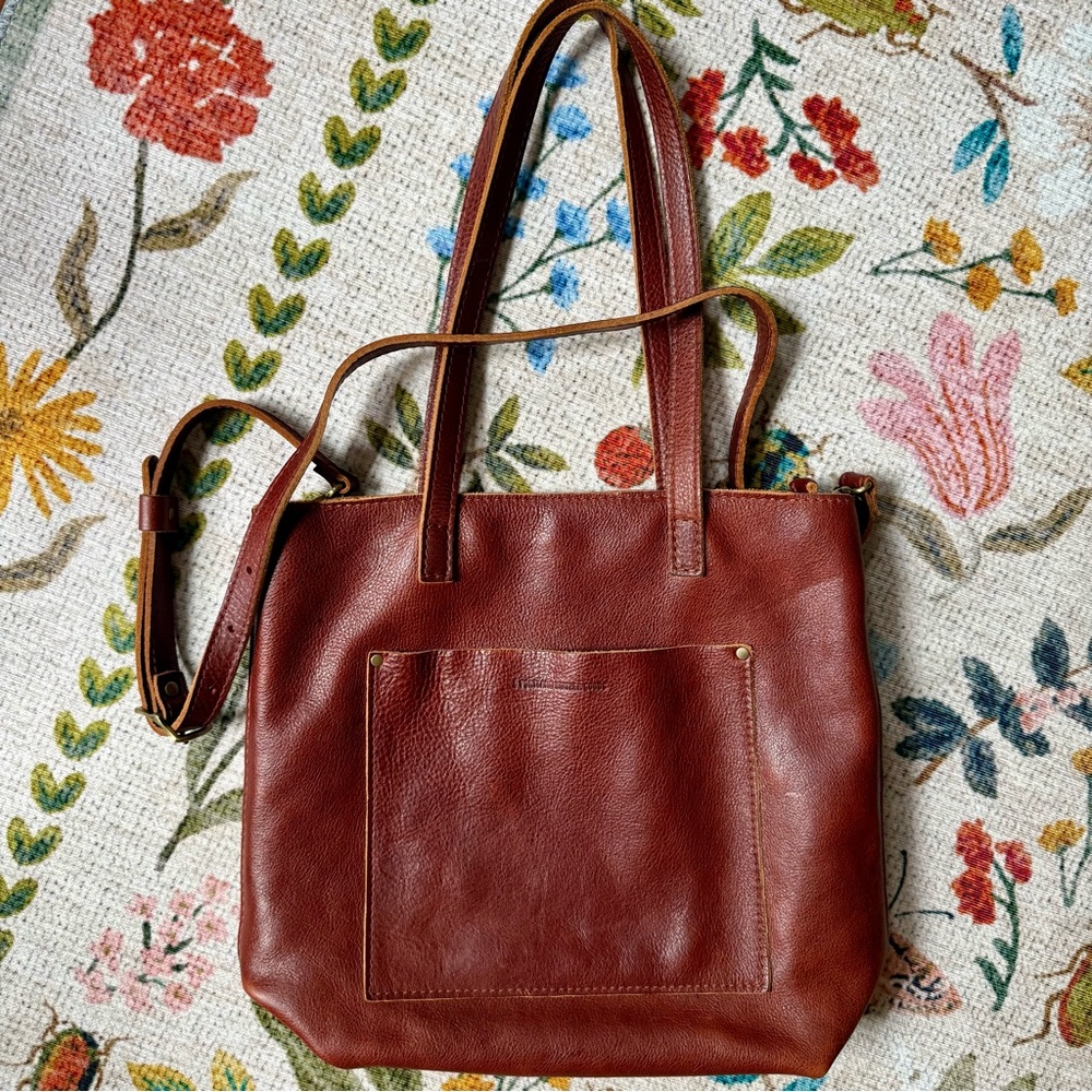 Portland Leather Crossbody Tote Nutmeg